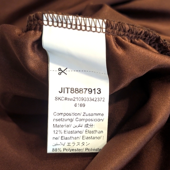 Brown Sleeveless Mock Neck Ruched Bodycon Midi Cocktail Dress Size Medium - Picture 6 of 6